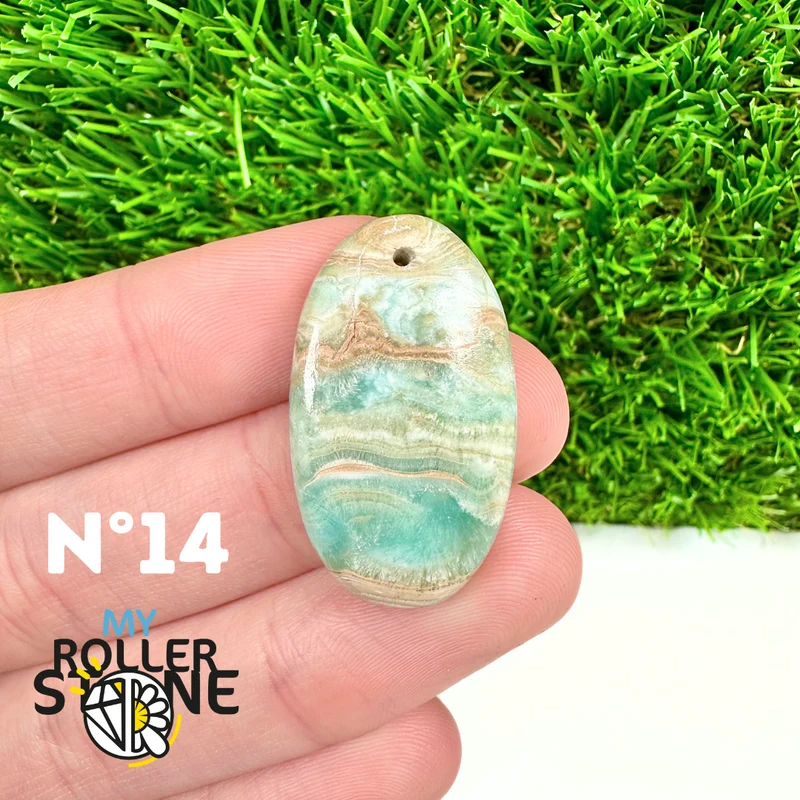 Colgante perforado de calcita cámbrica azul 5A