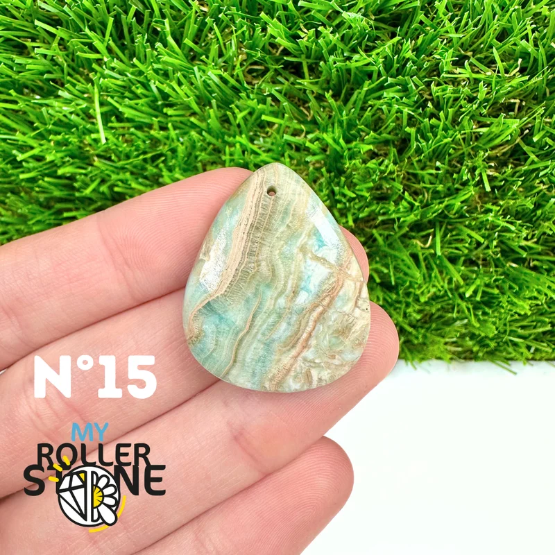 Colgante perforado de calcita cámbrica azul 5A