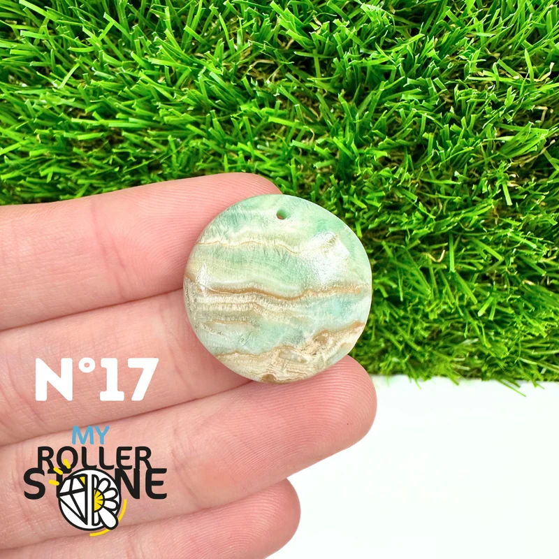 Colgante perforado de calcita cámbrica azul 5A
