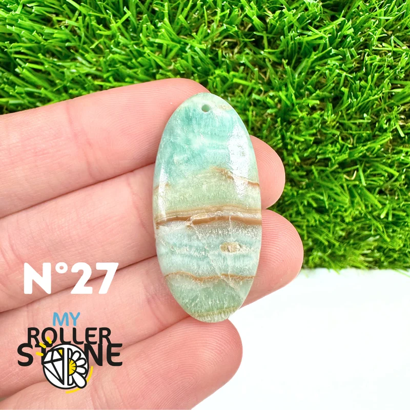 Colgante perforado de calcita cámbrica azul 5A