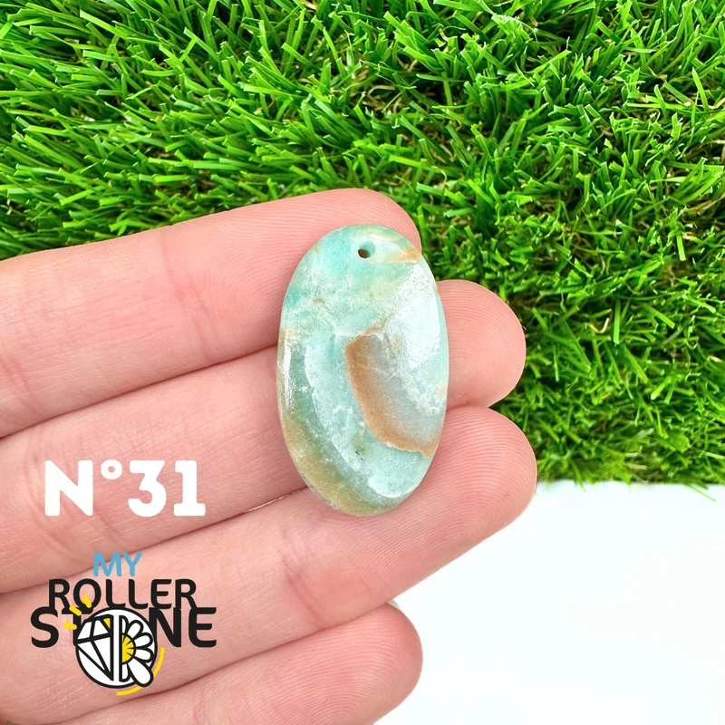 Colgante perforado de calcita cámbrica azul 5A