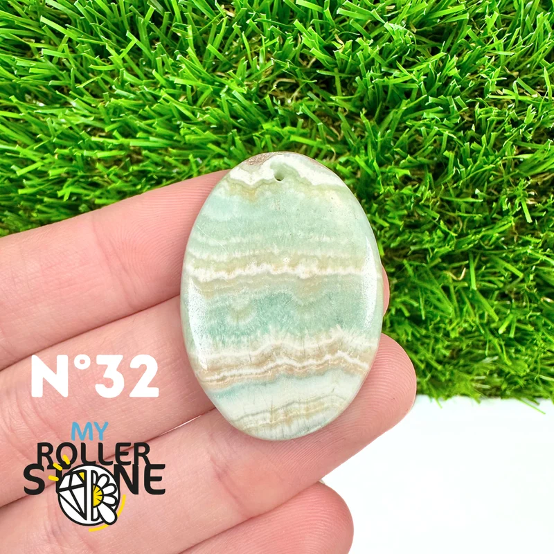 Colgante perforado de calcita cámbrica azul 5A