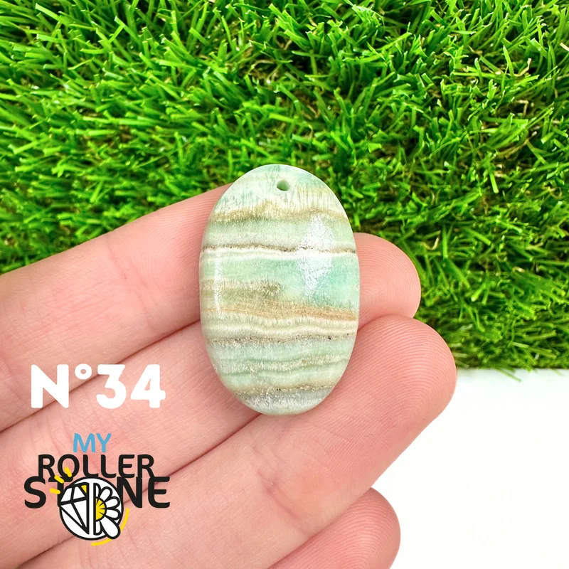 Colgante perforado de calcita cámbrica azul 5A