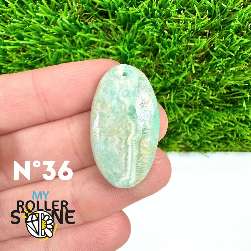 Colgante perforado de calcita cámbrica azul 5A