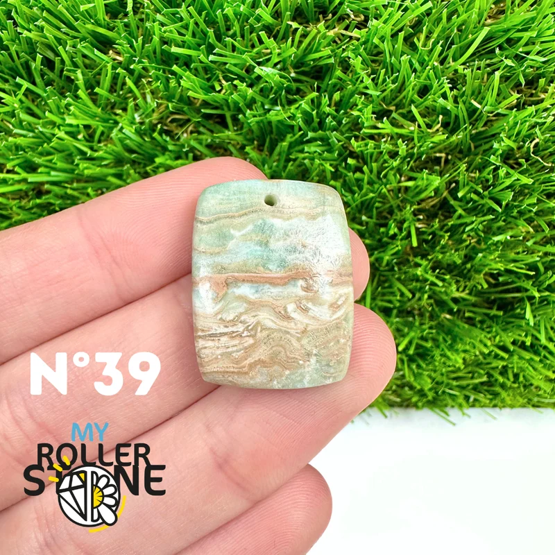 Colgante perforado de calcita cámbrica azul 5A