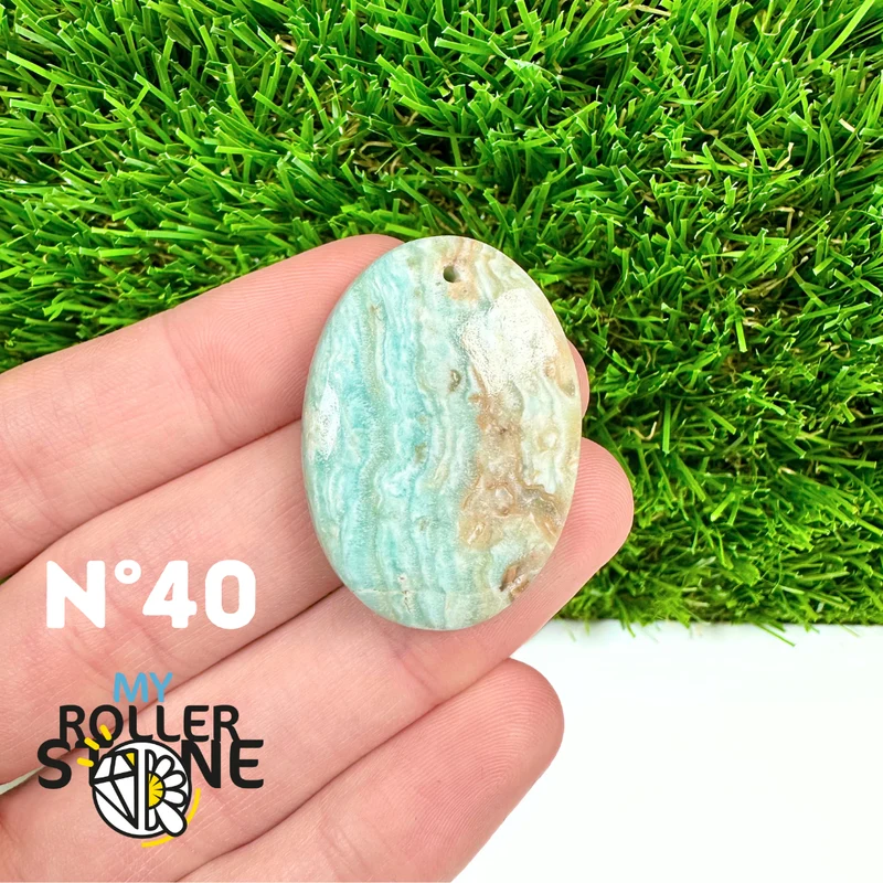Colgante perforado de calcita cámbrica azul 5A
