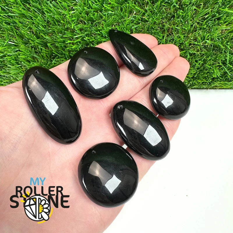 Colgante perforado de obsidiana negra 5A
