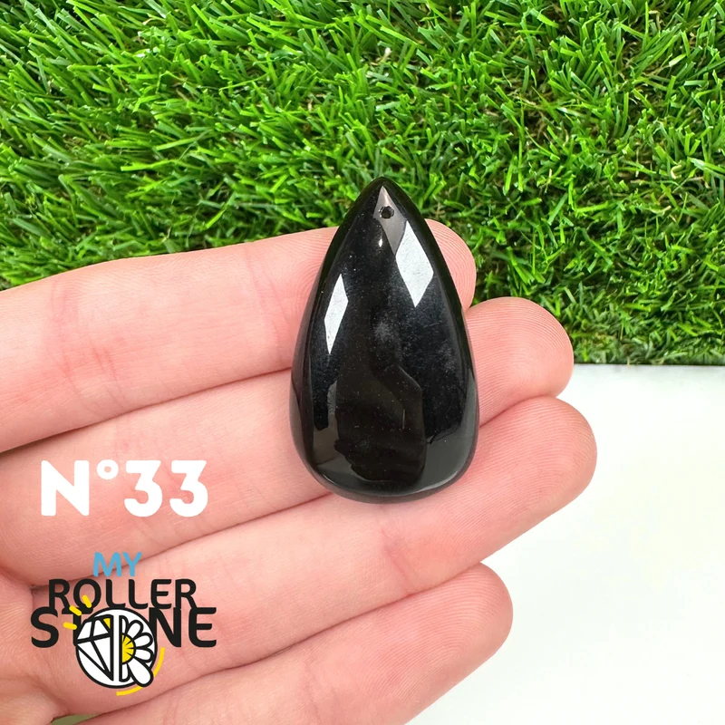 Colgante perforado de obsidiana negra 5A