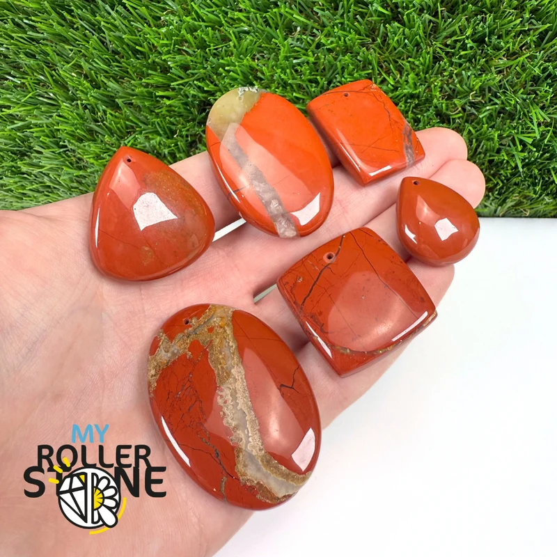 Colgante de jaspe rojo 5A (perforado)