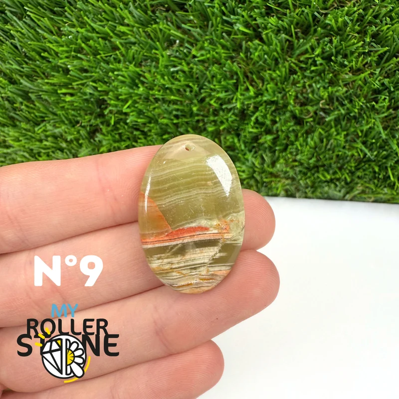Colgante de calcita verde perforada 5A