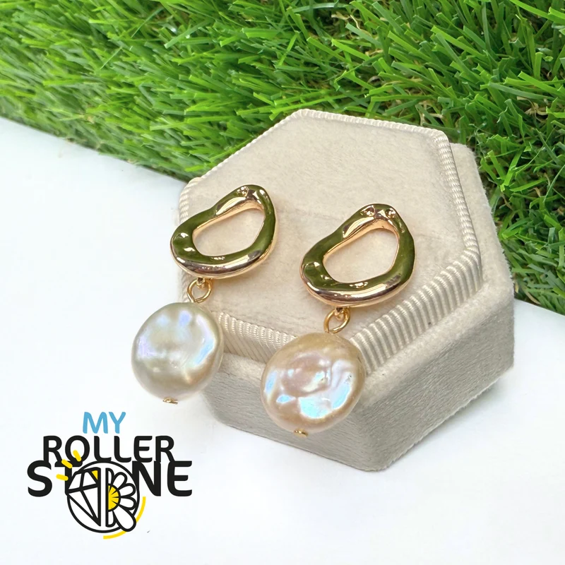 Pendientes colgantes con cuentas planas grandes