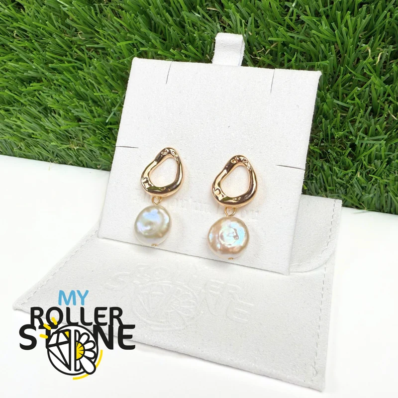 Pendientes colgantes con cuentas planas grandes