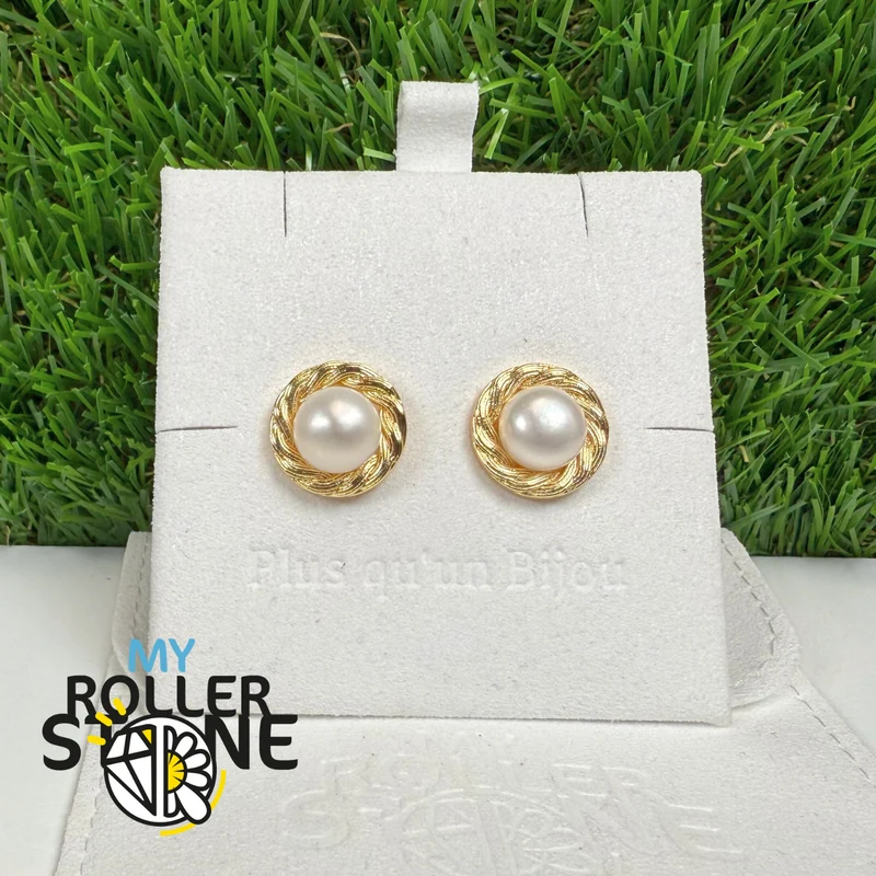Pendientes vintage de botón retorcido de 10 mm S925