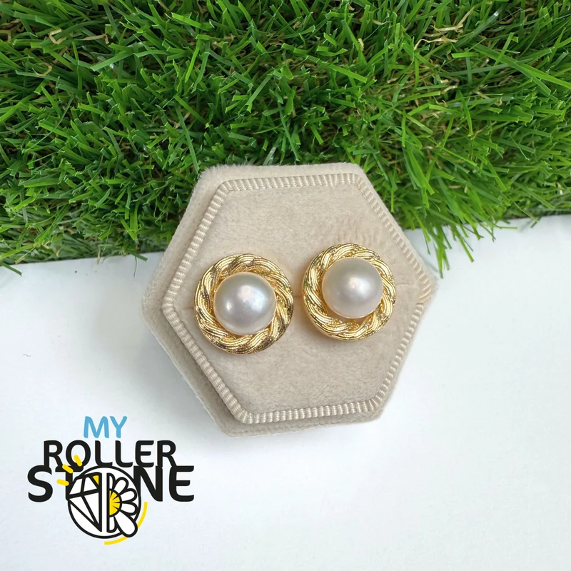 Pendientes vintage de botón retorcido de 10 mm S925