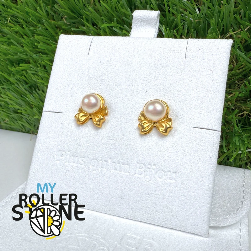 Pendientes vintage de perlas de agua dulce con nudo S925