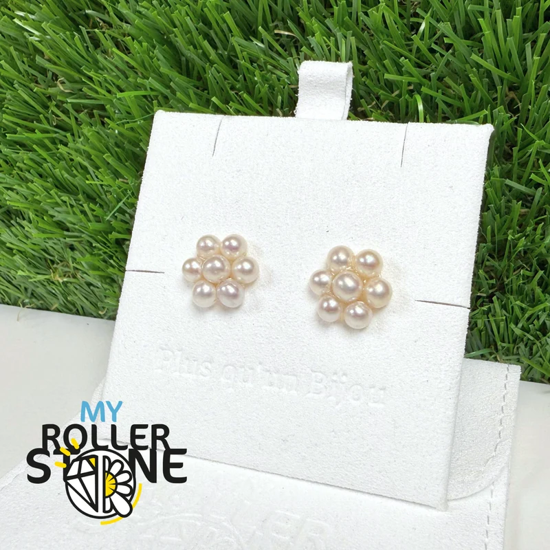 Pendientes de flor de perla de agua dulce S925