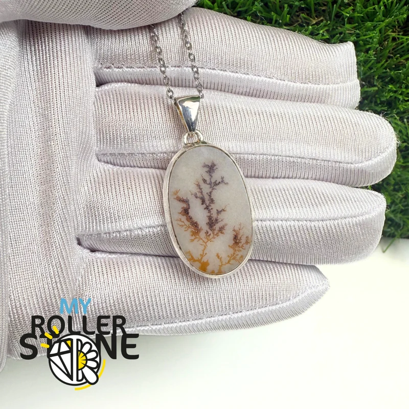Colgante de plata con ágata escénica dendrítica n.° 2