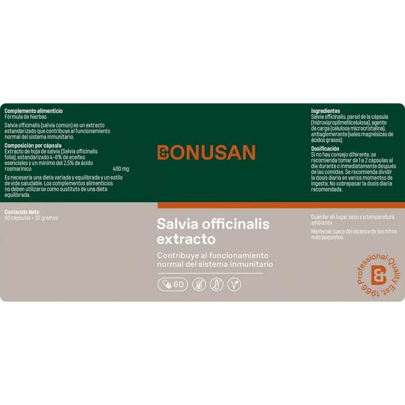 Salvia Officinalis Extracto 60 Capsulas | Bonusan