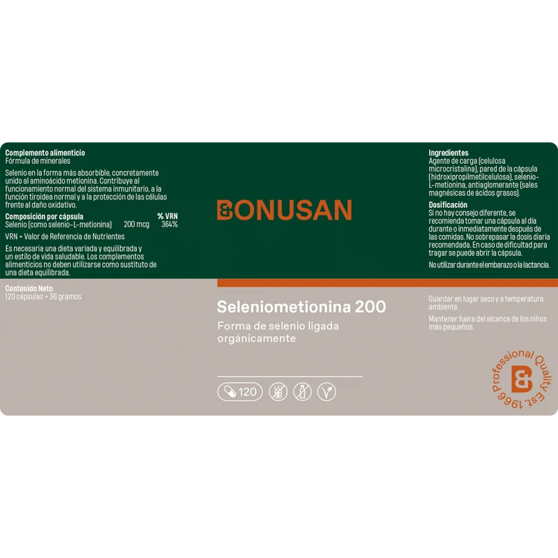 Seleniometionina 200 mcg 120 Capsulas | Bonusan