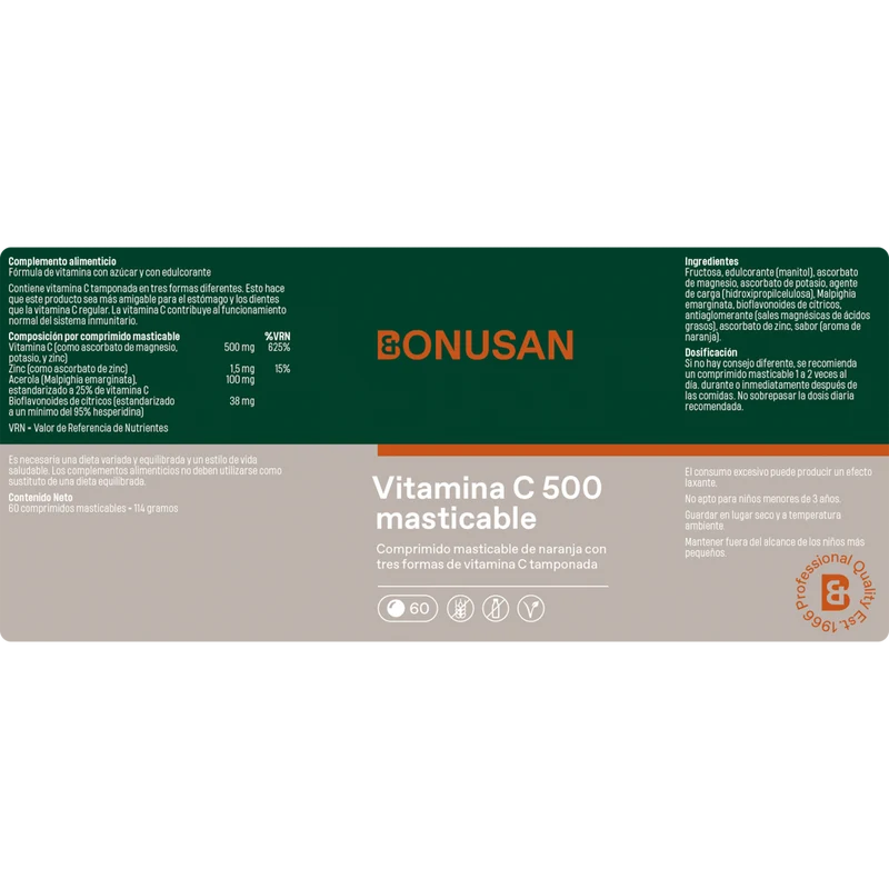 Vitamina C 500 60 Tabletas Masticables | Bonusan