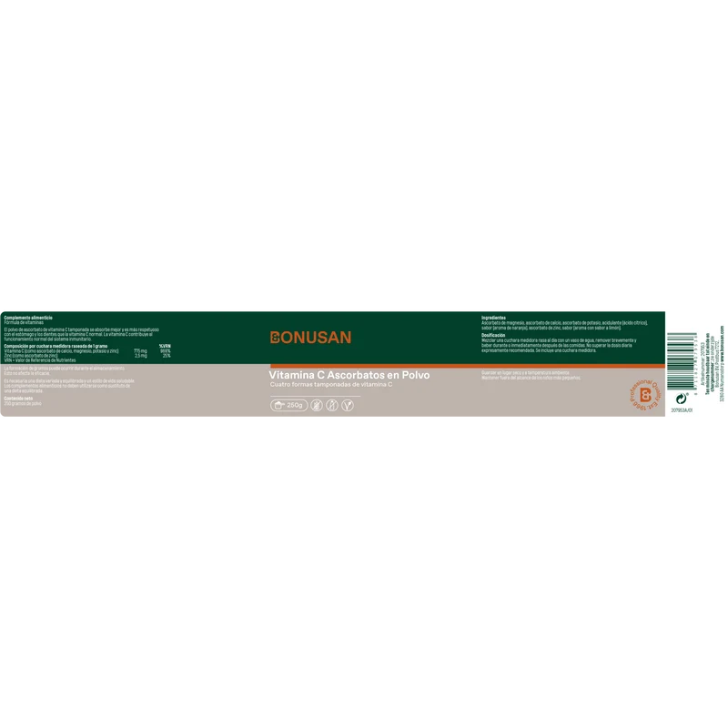 Vitamina C en Polvo Ascorbatos 250 gr | Bonusan