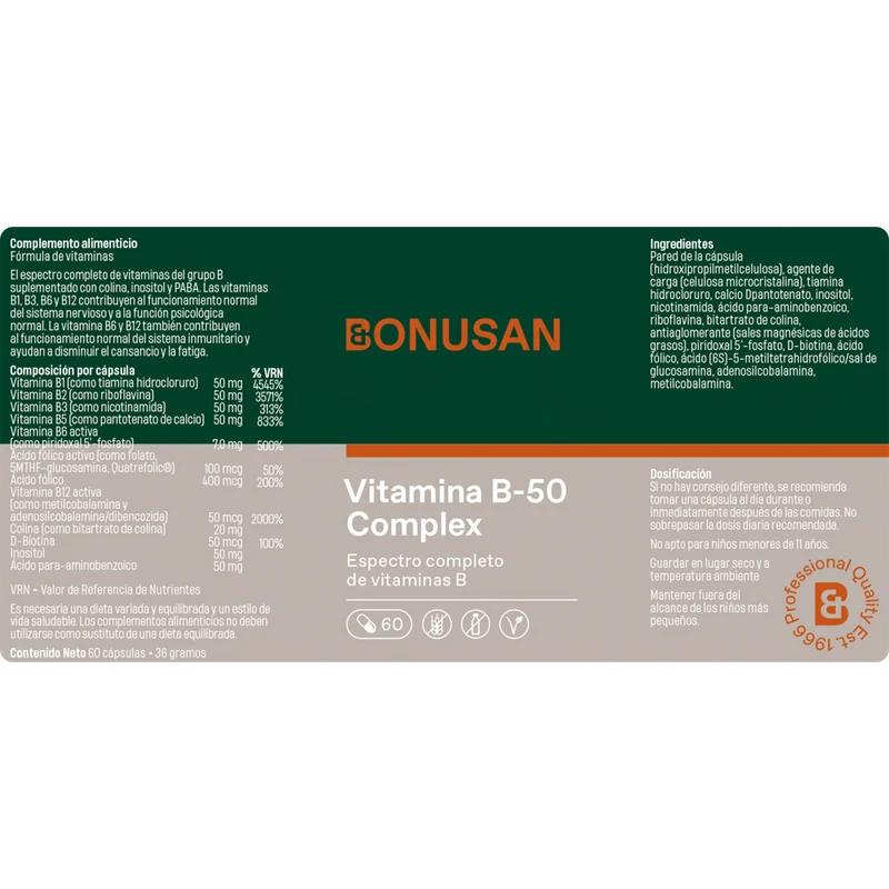 Vitamina B 50 Complejo 60 Capsulas | Bonusan