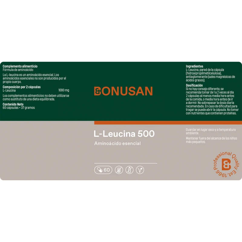 L Leucina 500 mg 60 Capsulas | Bonusan