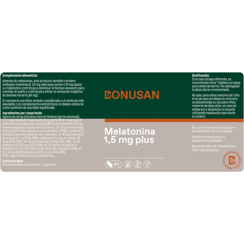 Melatonina 1,5 mg Plus 90 Tabletas | Bonusan