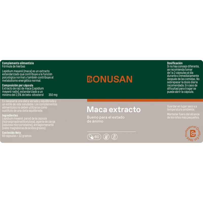 Maca Extracto 60 Capsulas | Bonusan