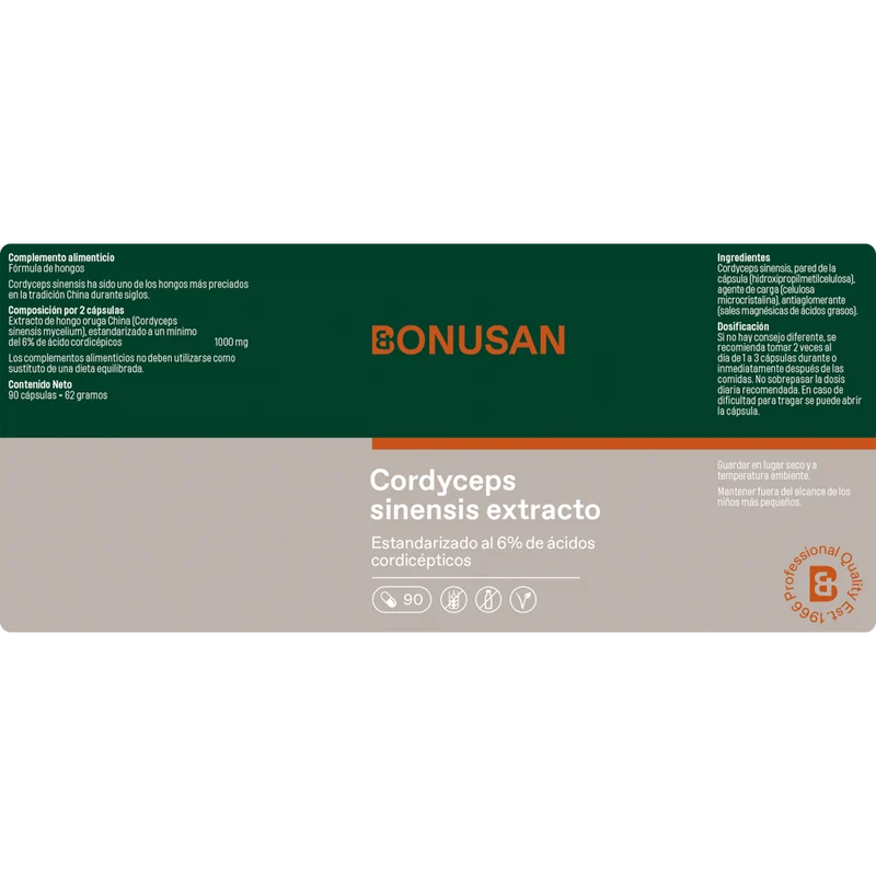 Cordyceps Sinensis Mycelium 90 Capsulas | Bonusan