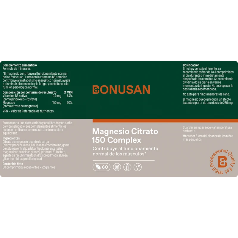 Citrato de Magnesio 150 mg 60 Tabletas | Bonusan