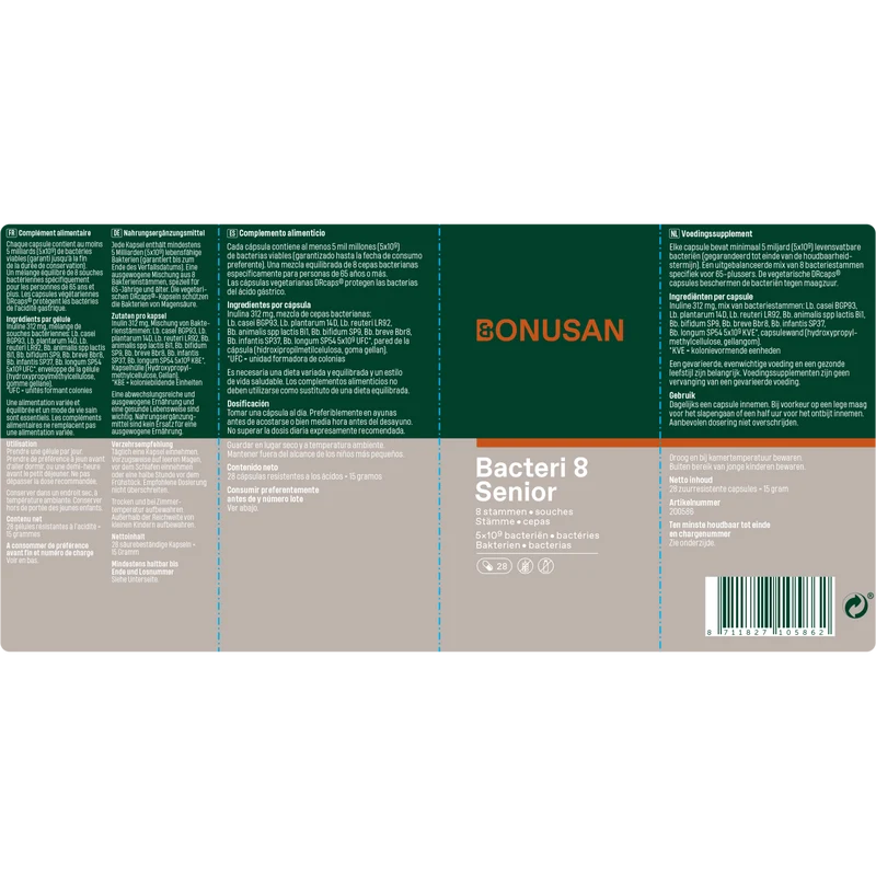 Bacteri 8 Senior 28 capsulas | Bonusan