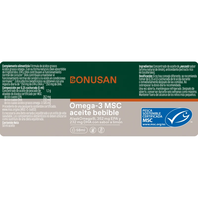 Omega 3 MSC Aceite Bebible 58 ml | Bonusan