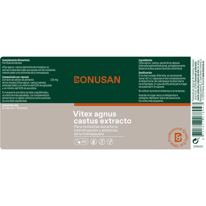 Vitex Agnus Castus 90 Capsulas | Bonusan