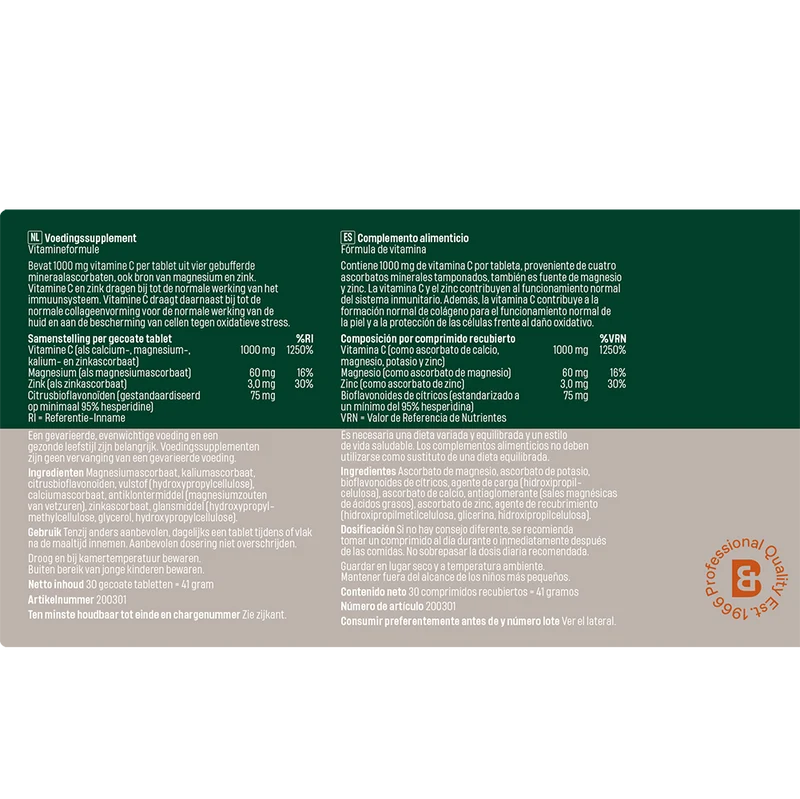 Vitamina C-1000 complejo 30 tabletas | Bonusan