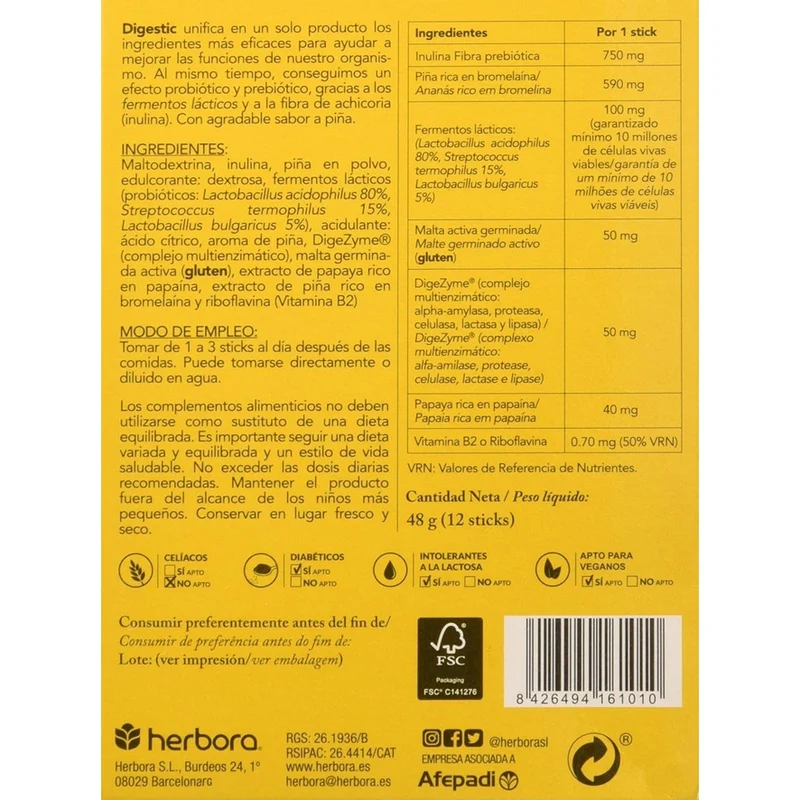 Digestic Bon Digest 12 Sticks | Herbora