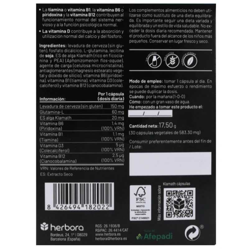 Neuroaten Klamath 30 Capsulas | Herbora