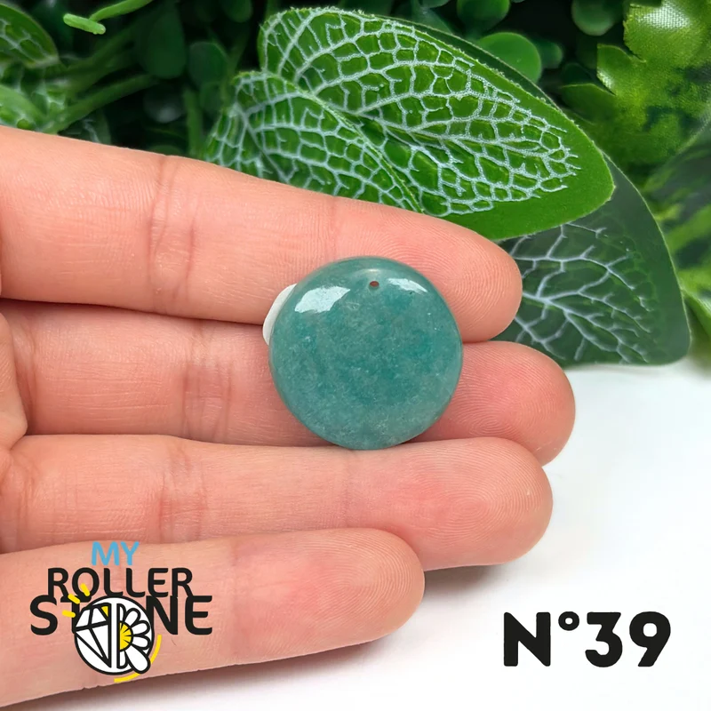 Colgante redondo perforado en amazonita azul 5A