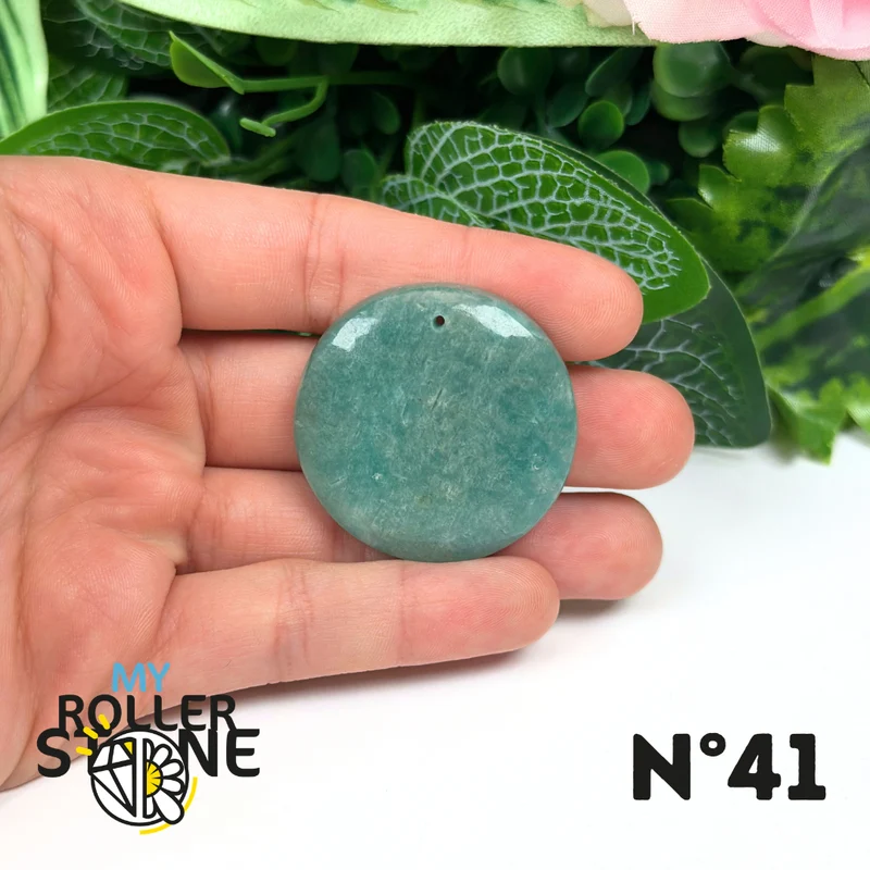 Colgante redondo perforado en amazonita azul 5A