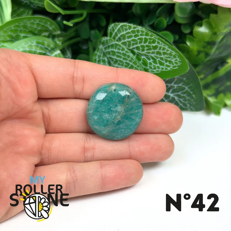 Colgante redondo perforado en amazonita azul 5A