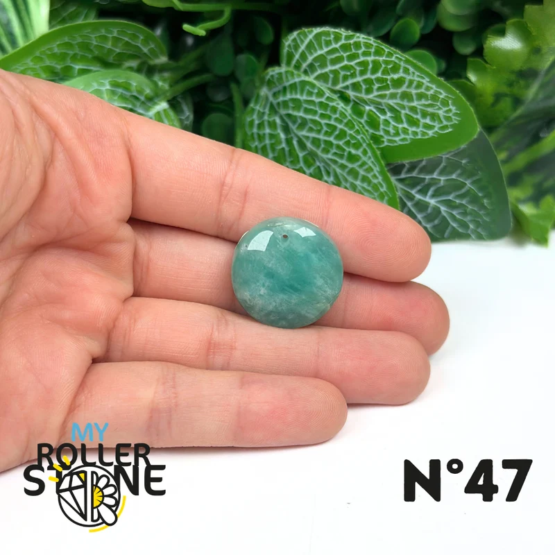 Colgante redondo perforado en amazonita azul 5A