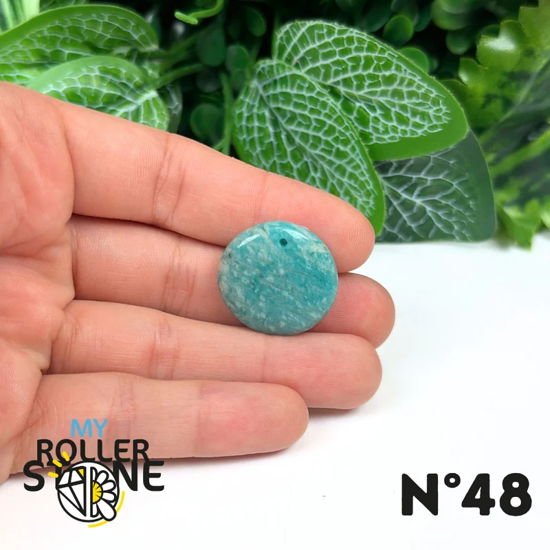 Colgante redondo perforado en amazonita azul 5A