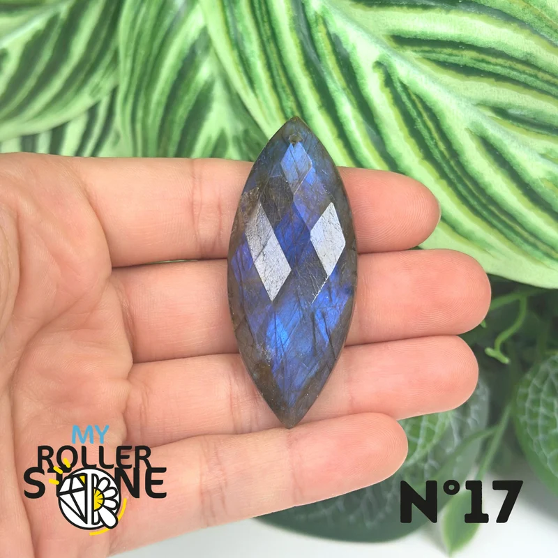 Colgantes de labradorita azul fuego facetada 5A