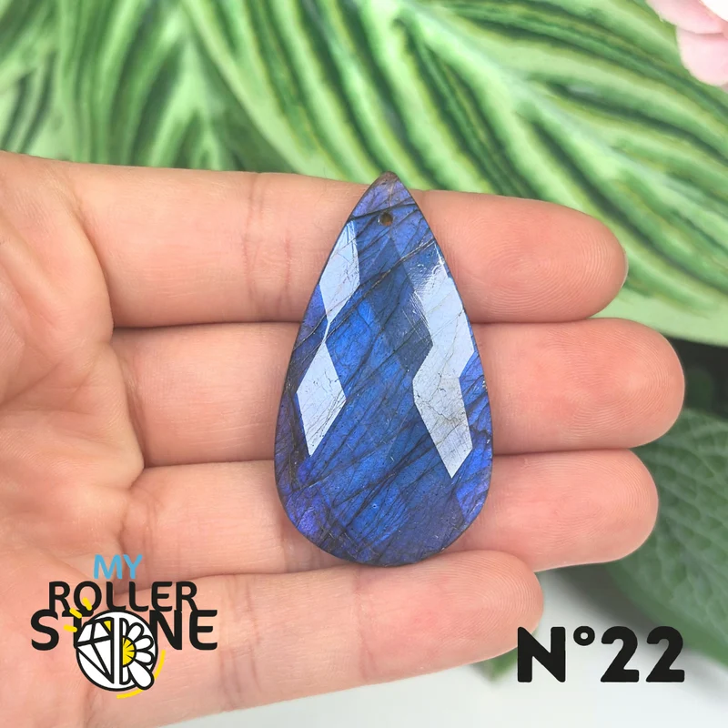 Colgantes de labradorita azul fuego facetada 5A