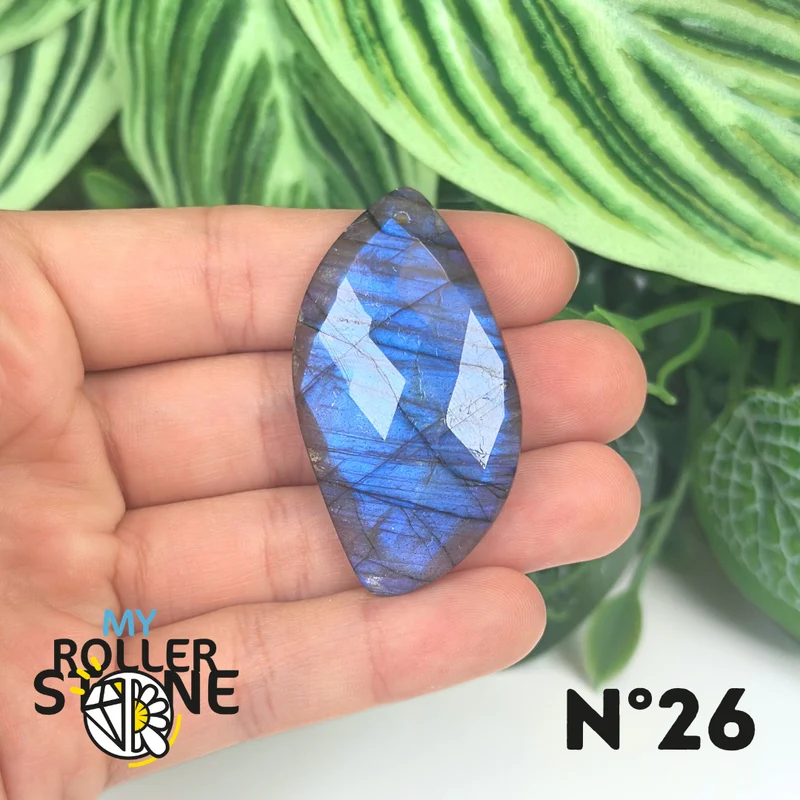 Colgantes de labradorita azul fuego facetada 5A