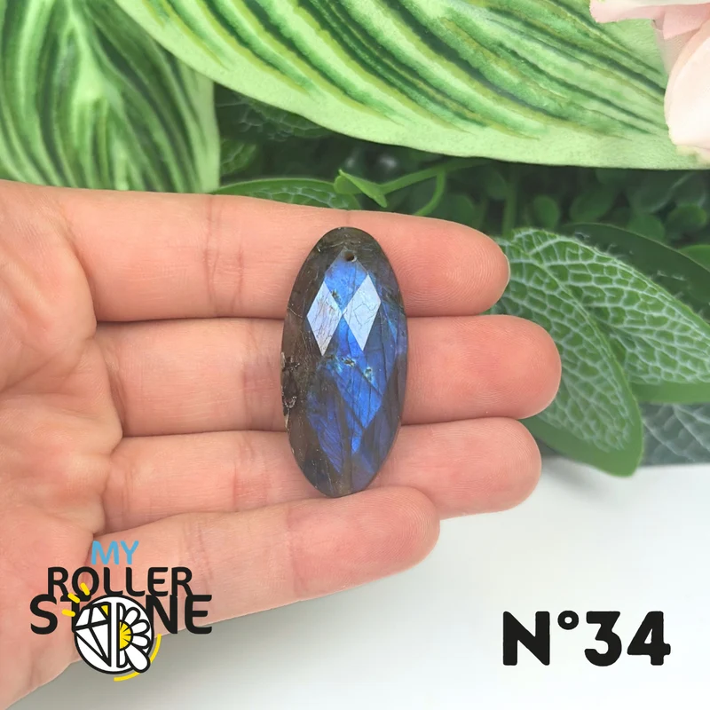 Colgantes de labradorita azul fuego facetada 5A