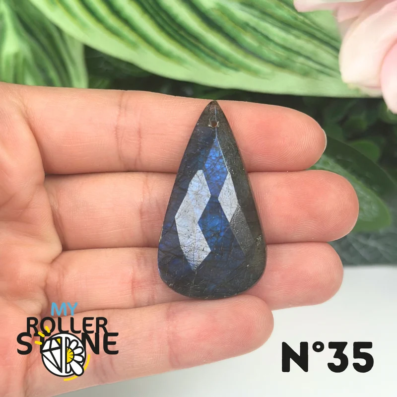 Colgantes de labradorita azul fuego facetada 5A