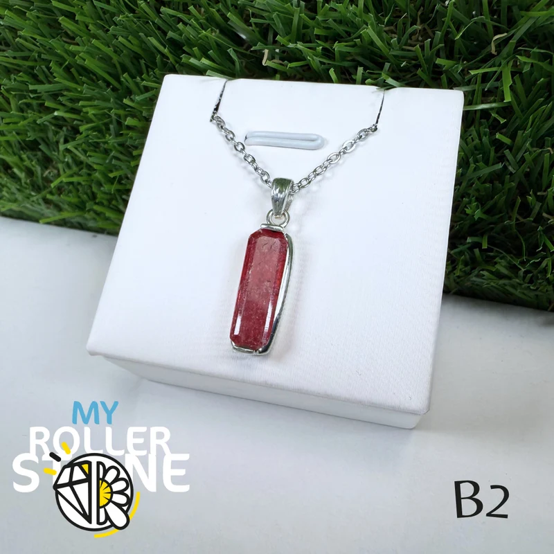 Colgante de rodonita de calidad gema y plata 925 n.° 2