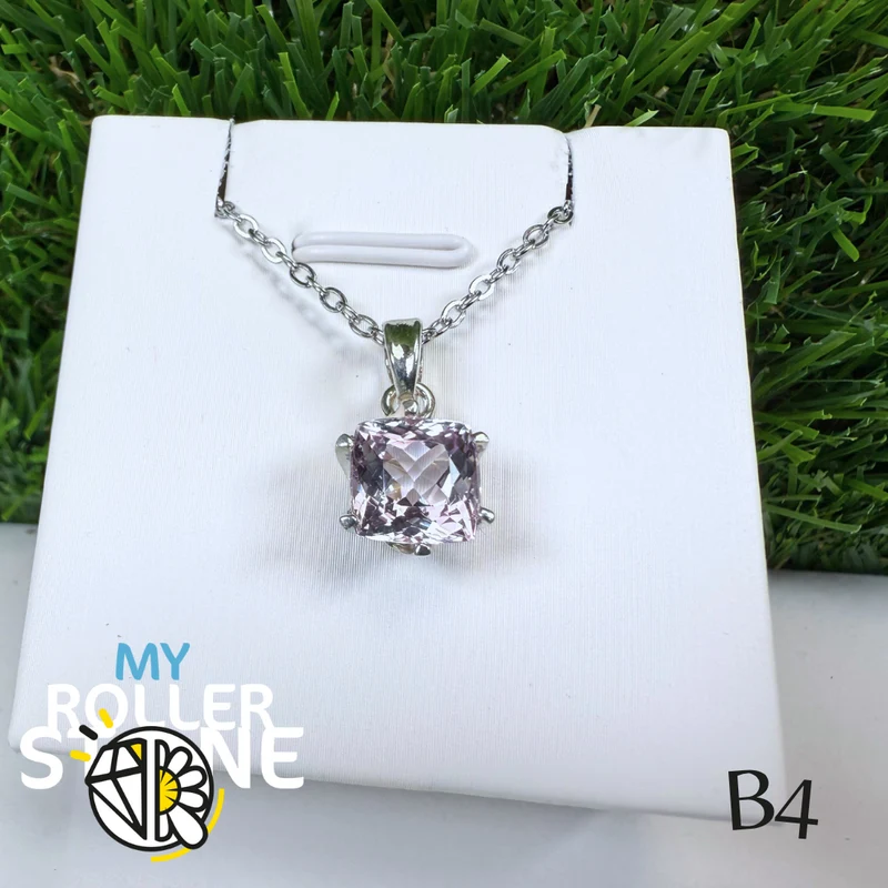 Colgante de plata 925 y calidad de piedra preciosa Kunzita B4