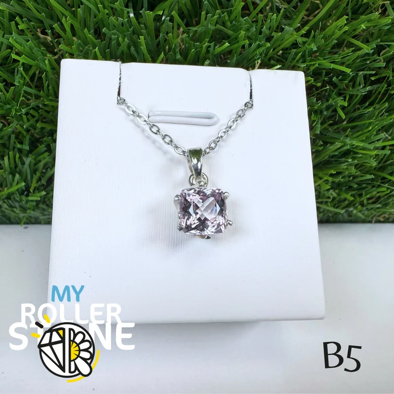Colgante de plata 925 y calidad de piedra preciosa Kunzita B5